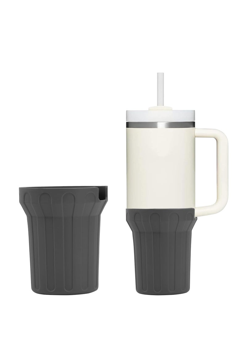 SYOSI - Silicone Boot for Stanley Cup 40oz,Beige Boot Sleeve Cover Fit with Stanley H2.0 and Quencher Adventure Tumbler Accessories, Noise Reduction & Impact Protection, Anti-Slip Texture (Grey, 40 oz) - Image 1