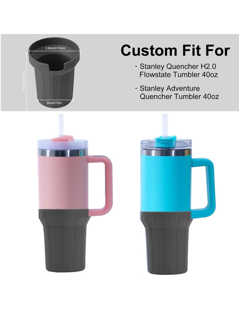 SYOSI - Silicone Boot for Stanley Cup 40oz,Beige Boot Sleeve Cover Fit with Stanley H2.0 and Quencher Adventure Tumbler Accessories, Noise Reduction & Impact Protection, Anti-Slip Texture (Grey, 40 oz) - Image 1