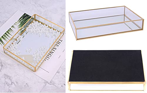 Sooyee Rectangle Mirror Decorative Tray, Gold can Hold Perfume, Jewelry, Cosmetics, Makeup, Magazine and More, for Vanity,Dresser,Bathroom,Bedroom(12”x8”) - Image 4