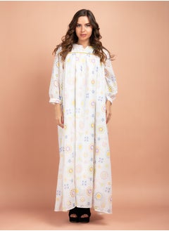 اكسا جلابية مطرزة زهور CJ1015 اصفر  - Image 1