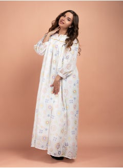 اكسا جلابية مطرزة زهور CJ1015 اصفر  - Image 3