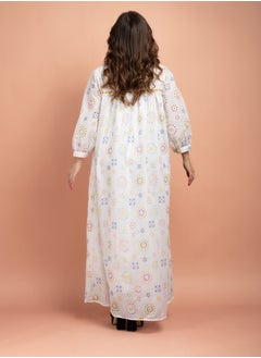 اكسا جلابية مطرزة زهور CJ1015 اصفر  - Image 4
