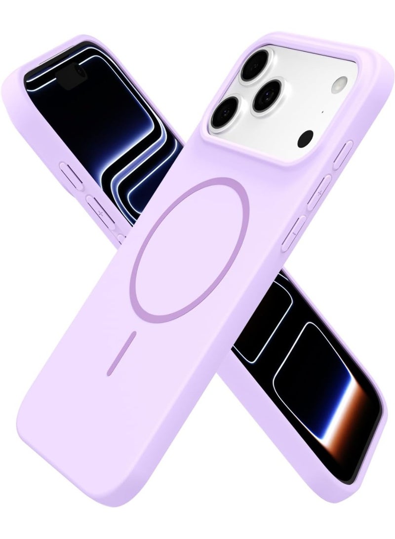 أكاليكس جراب هاتف مغناطيسي رفيع لهاتف آيفون 17 Pro ، متوافق مع الشحن اللاسلكي ماج سيف، مصنوع من السيليكون المطاطي الناعم الأنيق | بنفسجي فاتح - Image 1