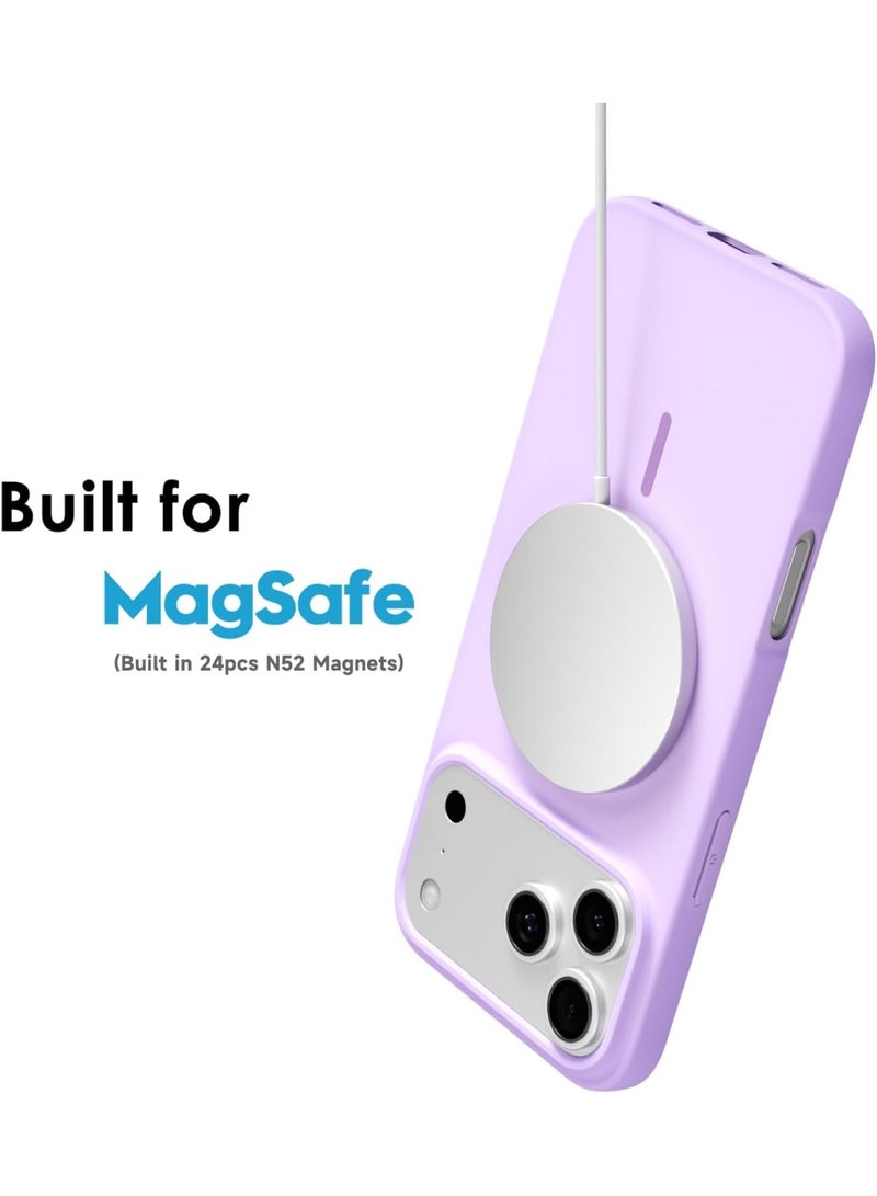 أكاليكس جراب هاتف مغناطيسي رفيع لهاتف آيفون 17 Pro ، متوافق مع الشحن اللاسلكي ماج سيف، مصنوع من السيليكون المطاطي الناعم الأنيق | بنفسجي فاتح - Image 2