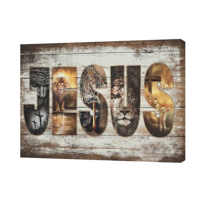 citari Amazing Jesus Pictures Canvas Poster Jesus Lion and Lamb Canvas Print God Bible Christian Religious Canvas Wall Art Decor Painting Christ Faith Prints Artwork Home Decor Framed for Bedroom Living Room - Image 2