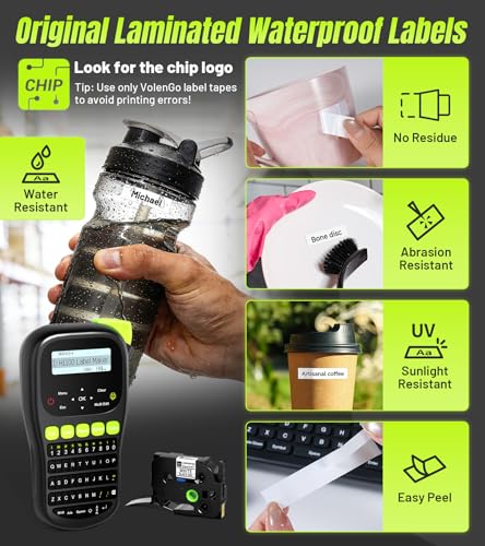 VolenGo Label Maker Machine with 4 Tapes, Wire Label Maker Waterproof-Labels, Laminated Handheld Label Printer, Backlit & Portable & 3 Cable Modes, H1100 Labeler for Industrial Office Organization - Image 5