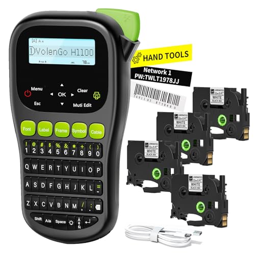 VolenGo Label Maker Machine with 4 Tapes, Wire Label Maker Waterproof-Labels, Laminated Handheld Label Printer, Backlit & Portable & 3 Cable Modes, H1100 Labeler for Industrial Office Organization - Image 1