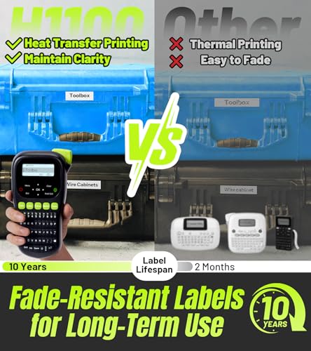 VolenGo Label Maker Machine with 4 Tapes, Wire Label Maker Waterproof-Labels, Laminated Handheld Label Printer, Backlit & Portable & 3 Cable Modes, H1100 Labeler for Industrial Office Organization - Image 3