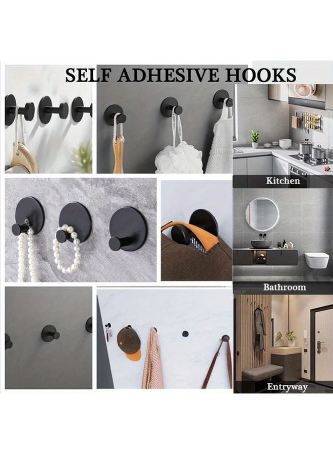 Black Adhesive Towel Hooks 2pcs Damage Free Stainless Steel Bathroom Kitchen - Image 5