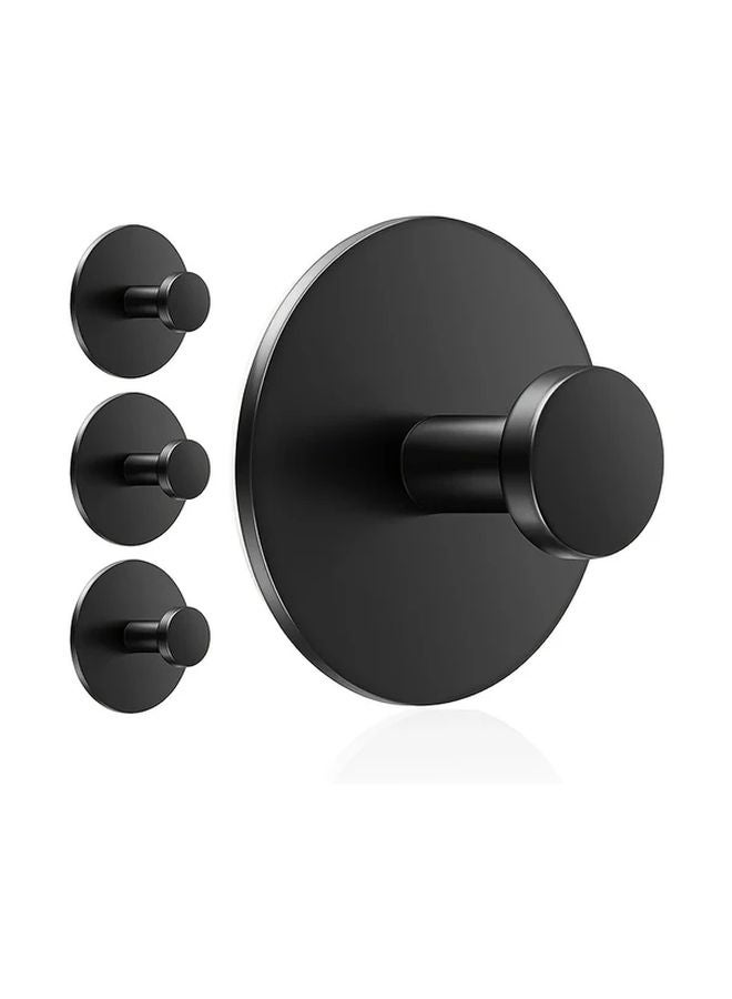 Black Adhesive Towel Hooks 2pcs Damage Free Stainless Steel Bathroom Kitchen - Image 2
