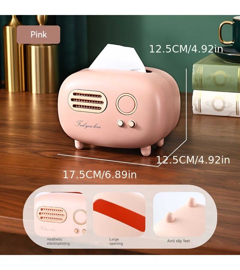 1pc Vintage Pink Tissue Box Retro Design For Living Room Bedroom Restroom Valentine Gift Back To School - Image 3
