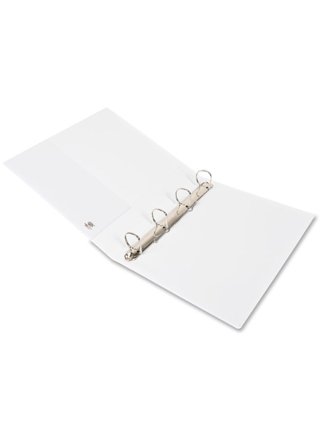 FIS Presentation Binder, A4 Size(210x297mm), 4[D]Ring Type, 40mm Ring Size, 2.25" Inches Spine with Clear PVC Pocket For Easy Insert Your Label Design, Packet of 2 Pieces, White Color-FSBD440DPB/2  - Image 2