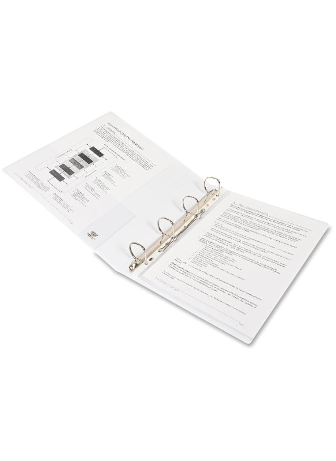 FIS Presentation Binder, A4 Size(210x297mm), 4[D]Ring Type, 40mm Ring Size, 2.25" Inches Spine with Clear PVC Pocket For Easy Insert Your Label Design, Packet of 2 Pieces, White Color-FSBD440DPB/2  - Image 3