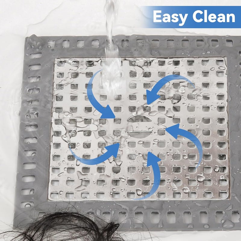 Cynn Select 2Pcs Shower Drain Hair Catcher, 4.72" Shower Drain Cover, All-in-One Universal Sink & Shower Drain Strainer, Easy Installation, Stainless Steel and Silicone Bathroom Accessories for Tub, Bathtub - Image 5