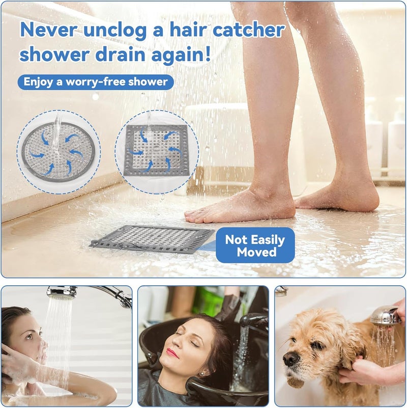 Cynn Select 2Pcs Shower Drain Hair Catcher, 4.72" Shower Drain Cover, All-in-One Universal Sink & Shower Drain Strainer, Easy Installation, Stainless Steel and Silicone Bathroom Accessories for Tub, Bathtub - Image 2