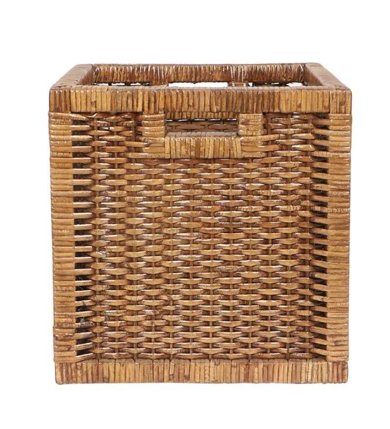AKWAY Wicker wardrobe basket for storage, cloths, newspapers, photos, toys, plants or other memorabilia (Brown, 12.5W x 13.5L x 12.5H) - Image 1
