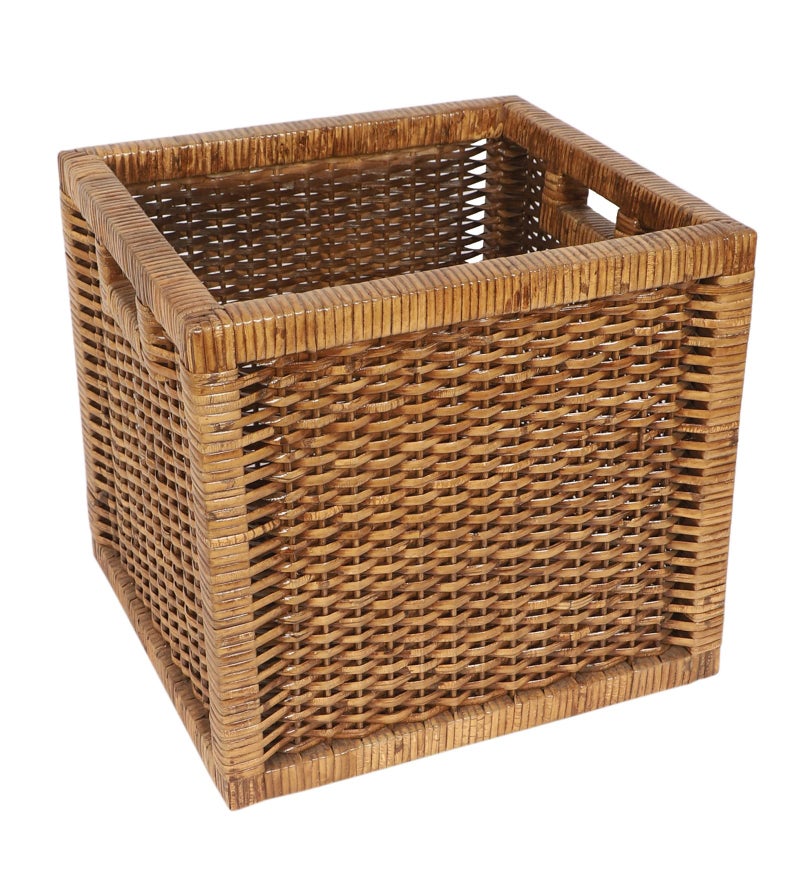 AKWAY Wicker wardrobe basket for storage, cloths, newspapers, photos, toys, plants or other memorabilia (Brown, 12.5W x 13.5L x 12.5H) - Image 2