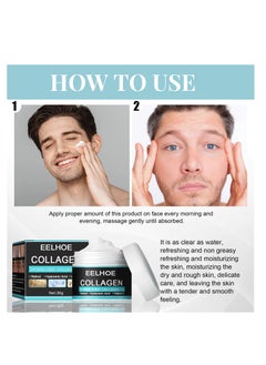 EELHOE COLLAGEN Cream, Men'S Anti-Aging Cream With 5% HYDROLYZED  COLLAGEN, Retinol, Hyaluronic Acid and Vitamin E, Hyaluronic Acid Moisturising Cream, Reduces The Appearance Of Wrinkles, Fine Lines And Dryness on the Face, Moisturising, Whitening and Nourishing 50 g  - Image 3