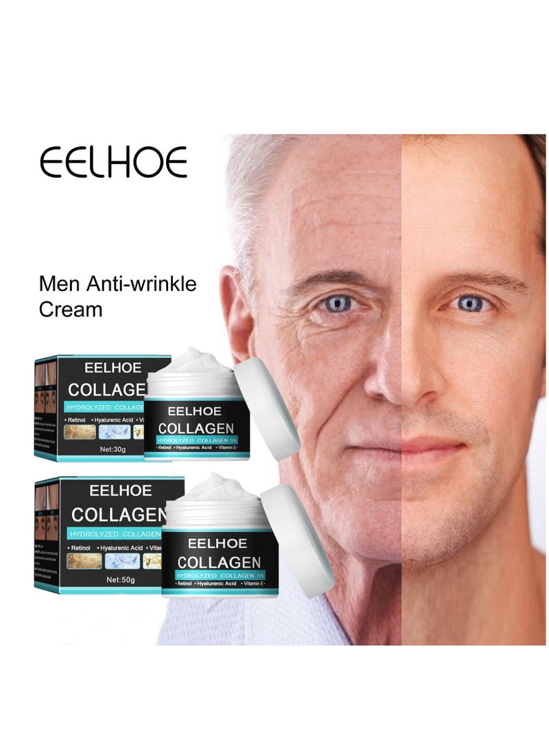 إيلهو كريم كوللاجن، كريم مضاد للشيخوخة للرجال يحتوي على 5% كوللاجن هيدروليزيد، ريتينول، حمض الهيالورونيك وفيتامين E، كريم مرطب بحمض الهيالورونيك، يقلل من ظهور التجاعيد والخطوط الدقيقة والجفاف على الوجه، مرطب ومبيض ومغذي - Image 2
