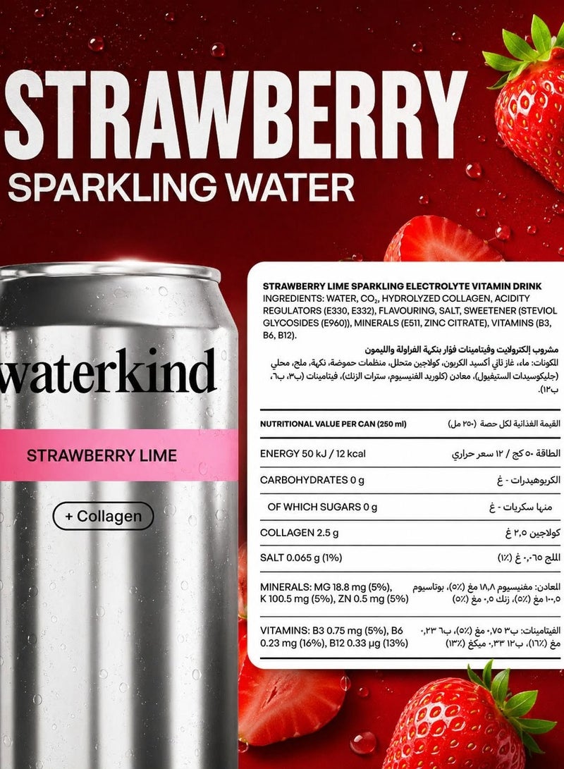 waterkind strawberry Lime Sparkling Water - 4×250ml - Image 3