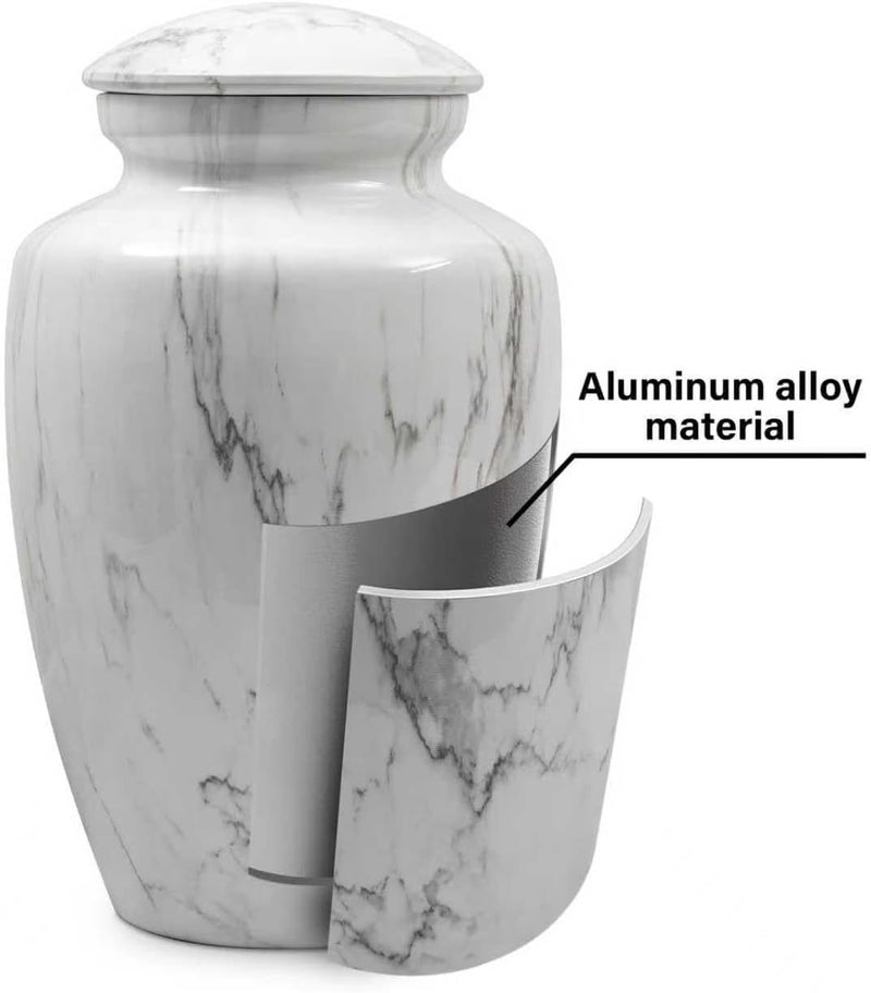 LINES ARTE White Marble Finish Urn for Ashes Adult Male Female,Large Cremation Urn for Human Ashes Men and Women,Memorial Urn for Dad/Father/Grandpa/Brother(Includes Velvet Bag) - Image 4