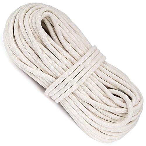 HOZEON 3/8 Inch x 164 Feet Natural Cotton Rope, White Heavy Duty Clothesline Cord Craft Knitting Thread String Wall Hanging Rope for Plant Mirror Garden DIY Decoration Hanger - Image 1