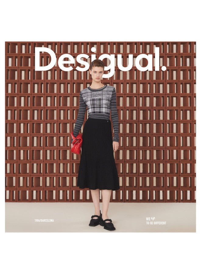 DESIGUAL Knitted A-Line Stretch Jacquard Skirt - Image 2