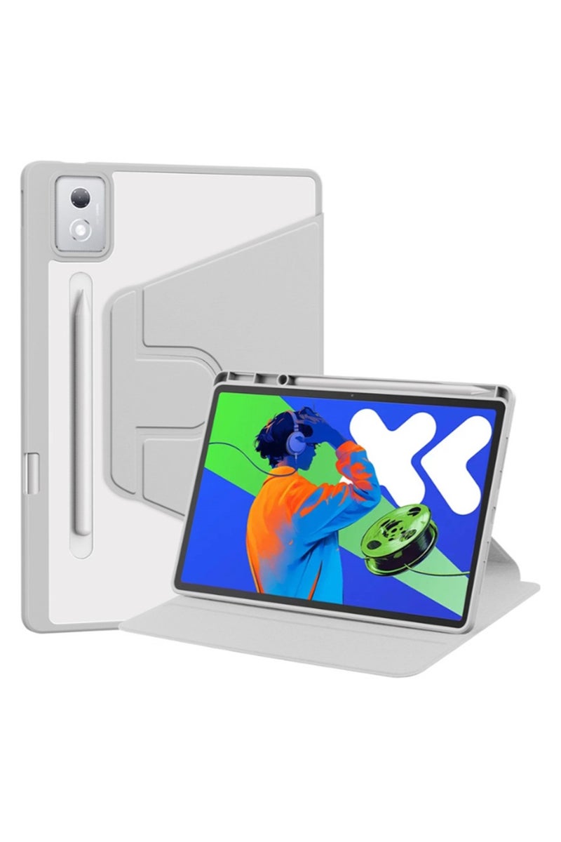 for Lenovo Idea Tab Pro 12.7 Inch Case Cover,Tablet Protective Case  , Acrylic 360 ° Rotating Design, Automatic Wake-up/sleep, Soft Leather，Grey - Image 1