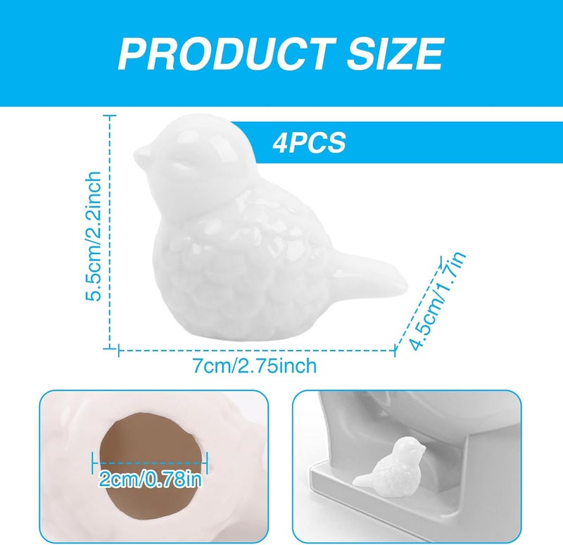 Framad 4 Pack Toilet Bolt Covers Decorative, No Tools Required Easy Installation Porcelain Ceramic Bird Toilet Knob Caps - Image 2
