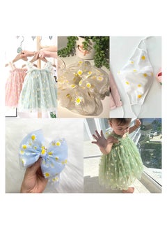 Excefore Tulle Rolls Daisy Fabric Ribbon Spool Floral Tulle for Gift Wrapping Tutu Skirts Wedding Decoration DIY Soft Fancy Tulle  - Image 3