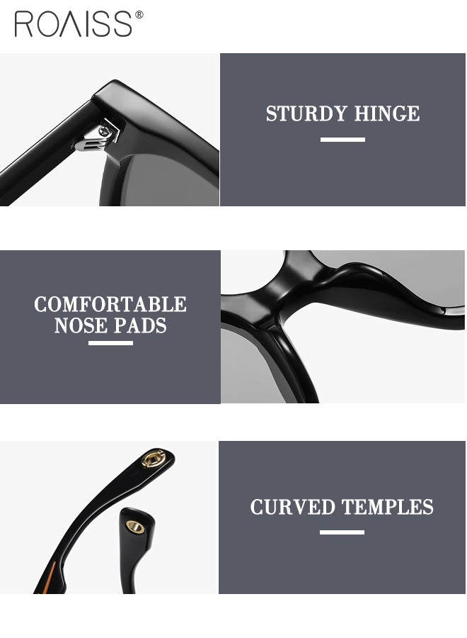 رويس نظارات شمسية مربعة للرجال والنساء، نظارات شمسية للحماية من الأشعة فوق البنفسجية 400 مع زخرفة النجوم، نظارات شمسية عصرية لحفلات التسوق والسفر مع حافظة نظارات، 66 مم - Image 4