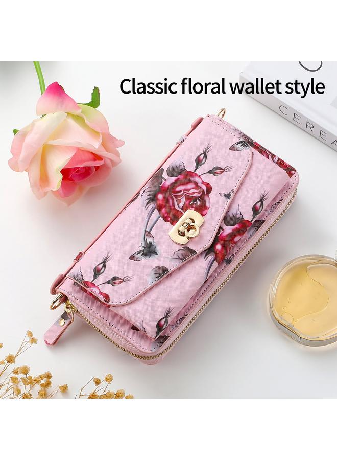 Zaboon Case For iPhone 11 Pro Max POLA Flower Multi-functional Crossbody Zipper Wallet Leather Phone Case - Image 2