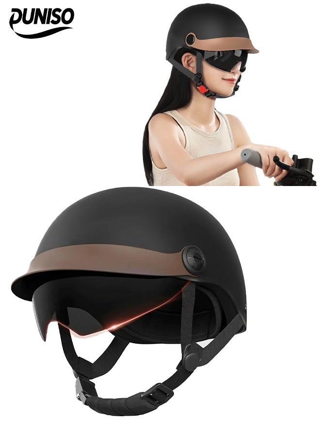 DUNISO Open Face Motorcycle Helmet with Goggles, Adjustable, Shock Resistant, Unisex - Image 1