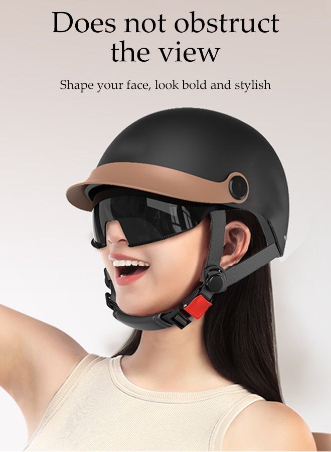 DUNISO Open Face Motorcycle Helmet with Goggles, Adjustable, Shock Resistant, Unisex - Image 5