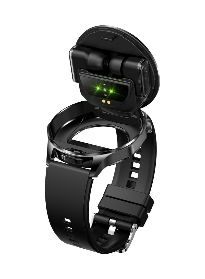 RollsTimi  Smart Watch with Earbuds,2 in 1 TWS Smartwatches,1.43" Colorful AMOLED Display Smartwatch for Android iOS,Waterproof Fitness Tracker Long Time Standby (Black) - Image 1