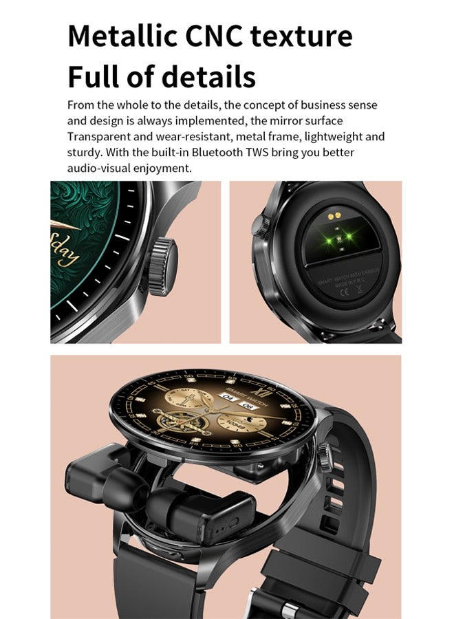 RollsTimi  Smart Watch with Earbuds,2 in 1 TWS Smartwatches,1.43" Colorful AMOLED Display Smartwatch for Android iOS,Waterproof Fitness Tracker Long Time Standby (Black) - Image 2