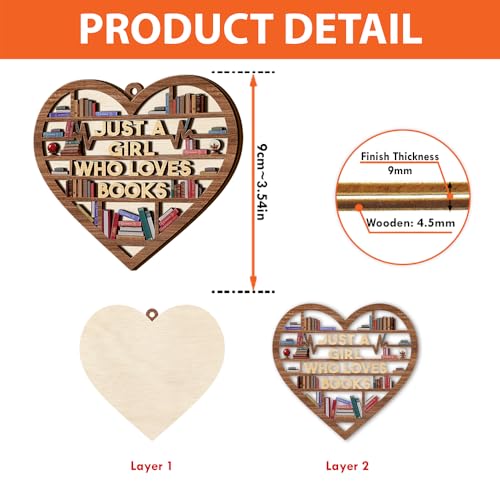 PERSONAL84 Book Ornament, Wooden Bookshelf Book Lovers Gifts Christmas Tree Decor, Just A Girl Who Loves Books, Book Club Gifts, Librarian Ornament, Gifts for Women, Coworker, Teacher, Reading Lovers - Image 5