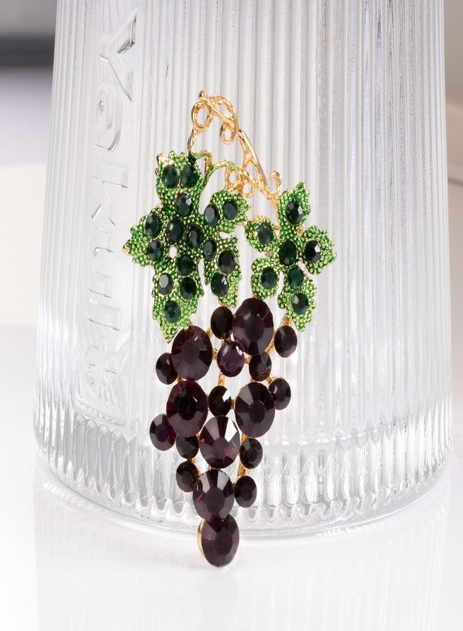 LAXPICOL Lovely Grape Brooch For Women Summer Brooch Pins Dark Purple Crystal Cute Broach - Image 5