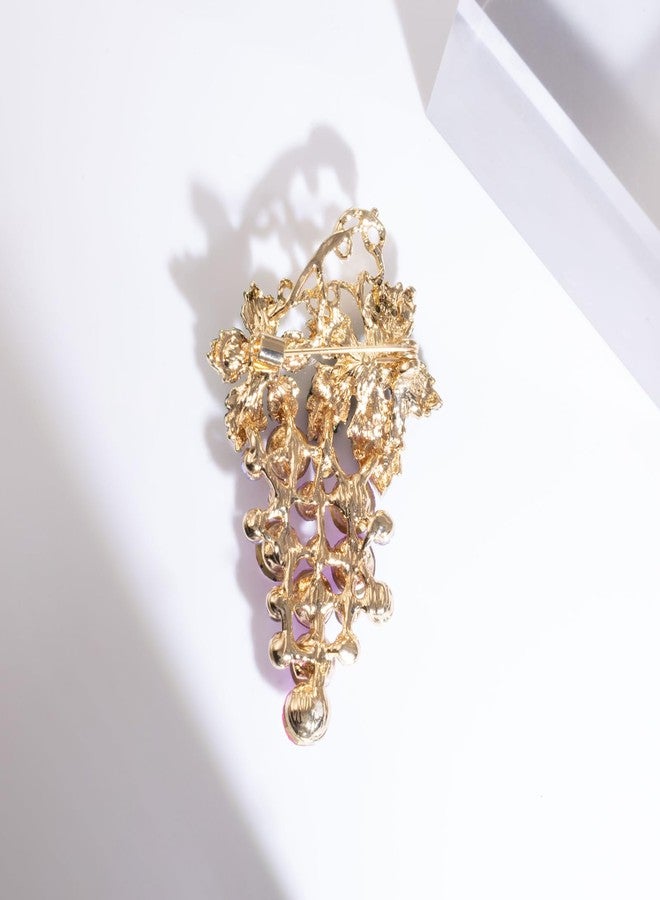 LAXPICOL Lovely Grape Brooch For Women Summer Brooch Pins Dark Purple Crystal Cute Broach - Image 4
