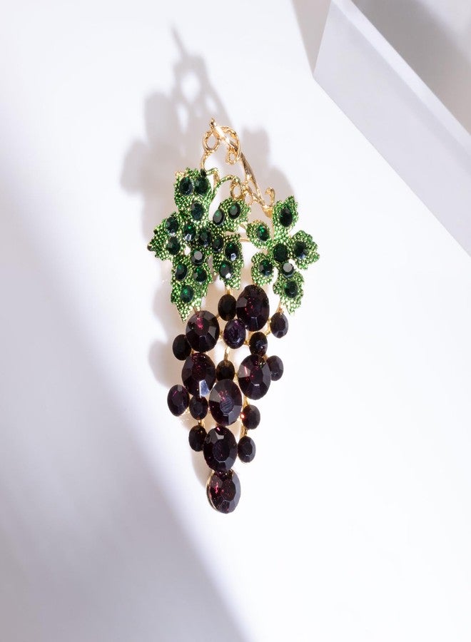 LAXPICOL Lovely Grape Brooch For Women Summer Brooch Pins Dark Purple Crystal Cute Broach - Image 2