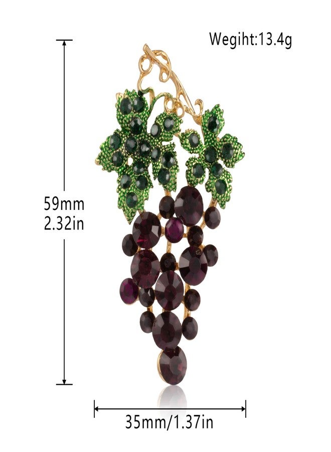 LAXPICOL Lovely Grape Brooch For Women Summer Brooch Pins Dark Purple Crystal Cute Broach - Image 3