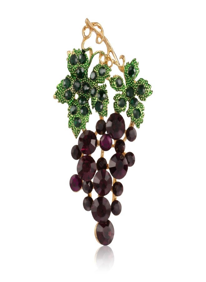 LAXPICOL Lovely Grape Brooch For Women Summer Brooch Pins Dark Purple Crystal Cute Broach - Image 1