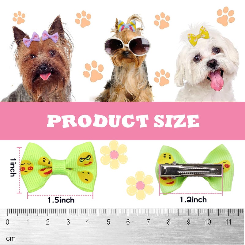 YAKA 60PCS (30 Paris) Cute Puppy Dog Small Bowknot Hair Bows with Metal Clips Handmade Hair Accessories Bow Pet Grooming Products (60 Pcs,Cute Patterns) - Image 3