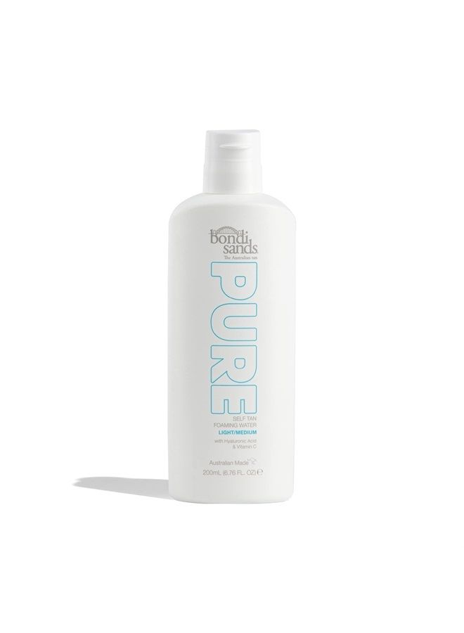 BONDI SANDS PURE Light/Medium Self-Tanning Foaming Water | Hydrates with Hyaluronic Acid for a Flawless Tan, Fragrance Free, Cruelty Free, Vegan | 6.76 Oz/200 mL - Image 1
