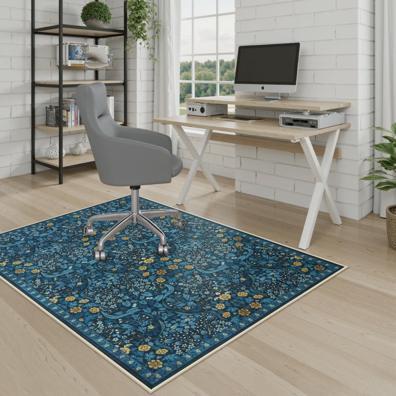 Anidaroel Floral Office Chair Mat for Hardwood Floor, 36"x48" Under Desk Chair Rug for Rolling Chair, Anti-Slip Computer Chair Mat, Low Pile Carpets Protector Mat for Home Office Gaming Room - Image 4