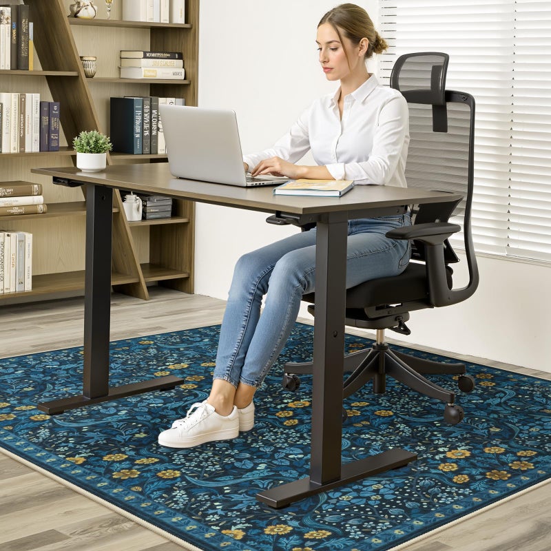 Anidaroel Floral Office Chair Mat for Hardwood Floor, 36"x48" Under Desk Chair Rug for Rolling Chair, Anti-Slip Computer Chair Mat, Low Pile Carpets Protector Mat for Home Office Gaming Room - Image 2