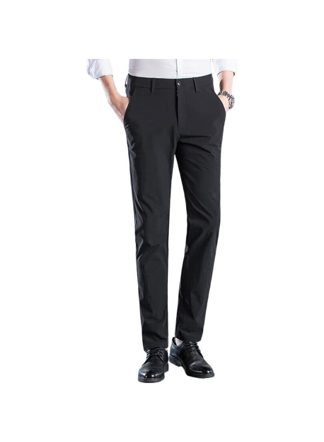 ROMON Casual Pants For Men, Business Dress Pants, Elastic Versatile Commuter Trousers, Men'S Clothing Kz09, Black [Fleece-Lined], Size 32 - Image 3