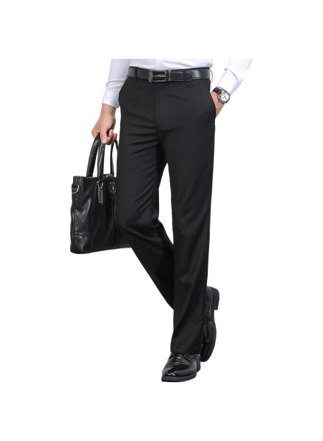 ROMON Casual Pants For Men, Business Dress Pants, Elastic Versatile Commuter Trousers, Men'S Clothing Kz09, Black [Fleece-Lined], Size 32 - Image 2