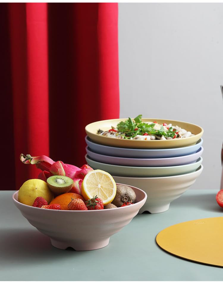 RoarCraft Unbreakable Wheat Straw Bowls - Durable BPA-Free Lightweight Cereal Bowls, Camping, Serving Meals, or Everyday use for Soup, Oatmeal, Ramen, Salad (Yellow, 19 x 7.5 CM, Pack of 4) - Image 4