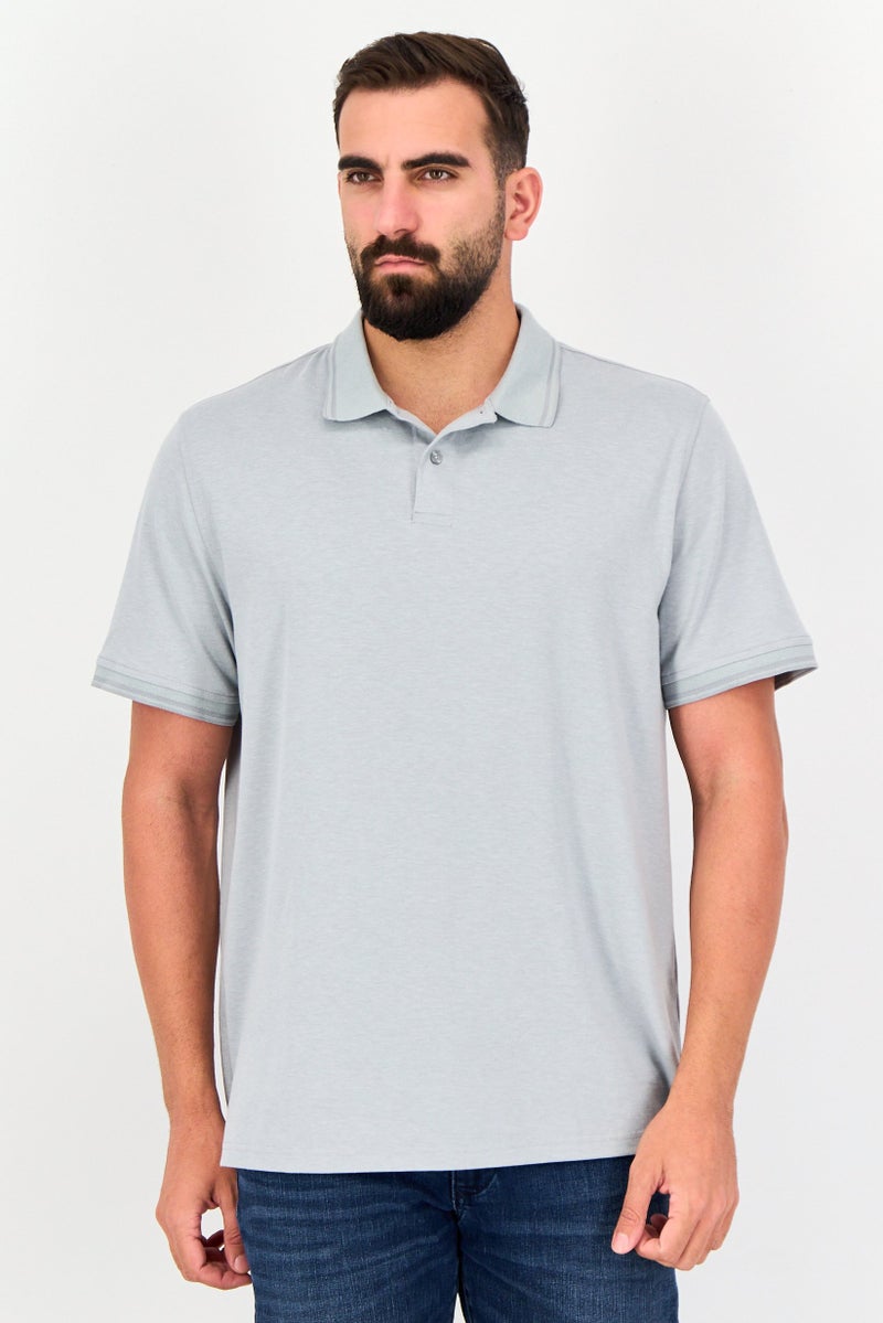 Member's Mark Men Classic Fit Heather Short Sleeve Polo Shirt, Grey - Image 1